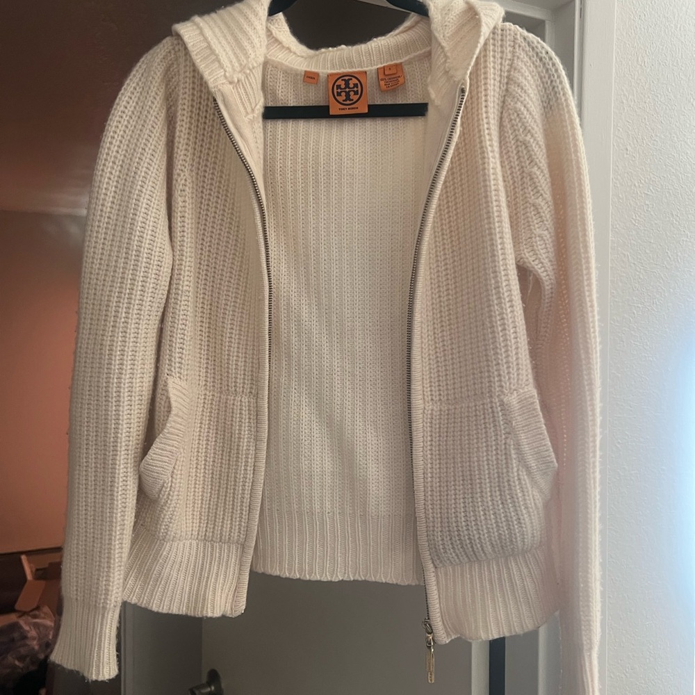 Tory Burch Cream Hooded Sweater - Picture 9 of 9